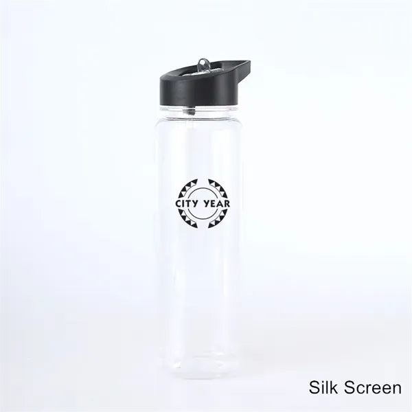 24 oz Plastic Water Bottle with Flip Top Cap and Straw