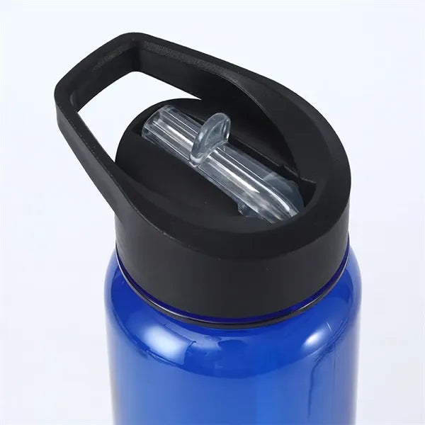 24 oz Plastic Water Bottle with Flip Top Cap and Straw