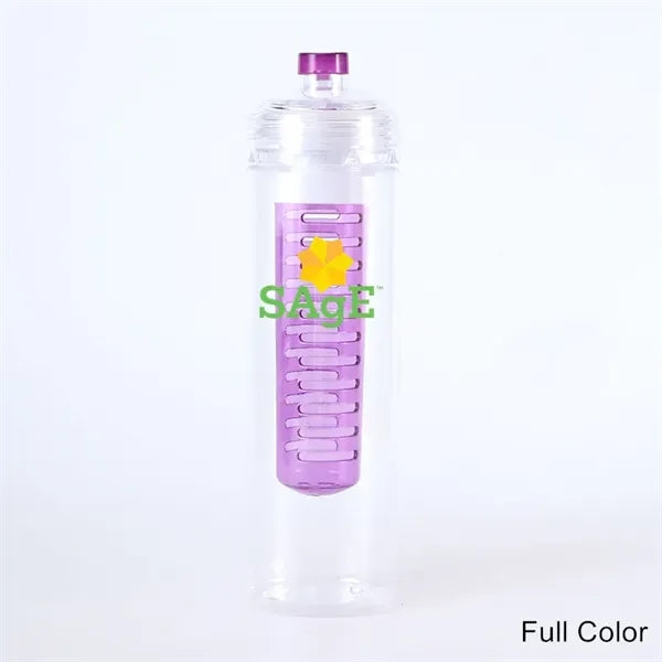 24 oz Plastic Fruit Infusion Water Bottle with Flip Top Lid
