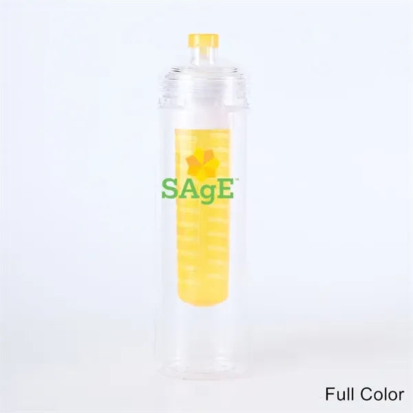 24 oz Plastic Fruit Infusion Water Bottle with Flip Top Lid