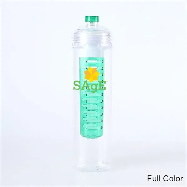 24 oz Plastic Fruit Infusion Water Bottle with Flip Top Lid