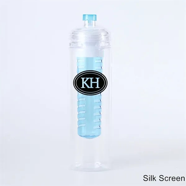 24 oz Plastic Fruit Infusion Water Bottle with Flip Top Lid