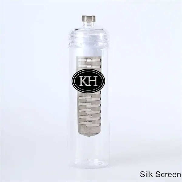 24 oz Plastic Fruit Infusion Water Bottle with Flip Top Lid