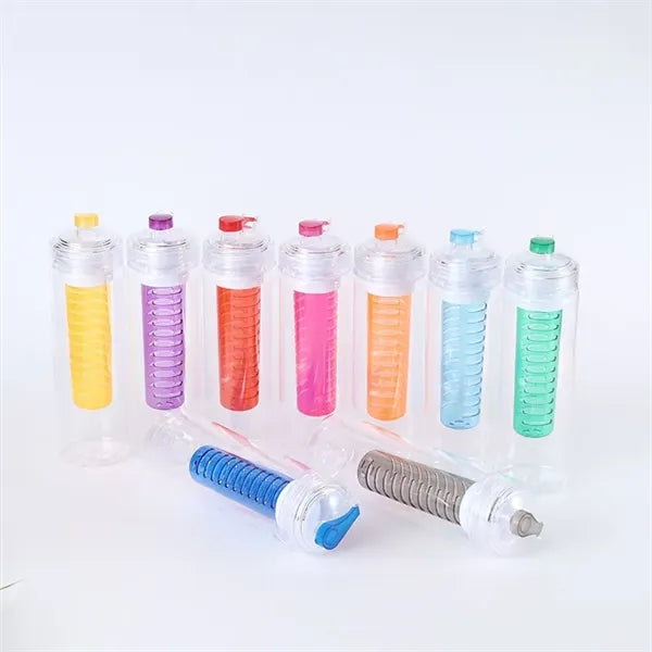 24 oz Plastic Fruit Infusion Water Bottle with Flip Top Lid