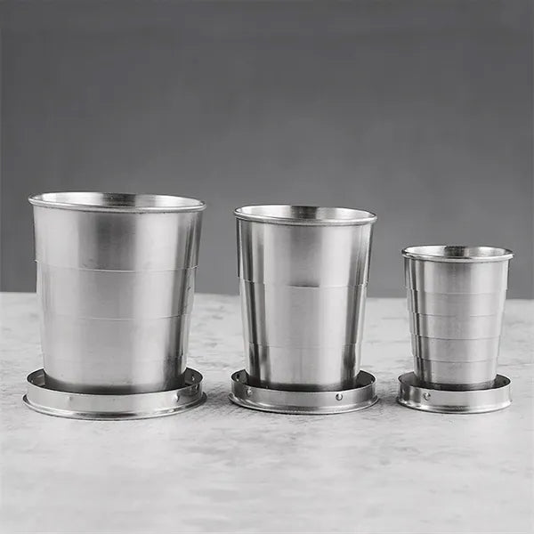 8 oz Stainless Steel Folding Collapsible Cup With Keychain