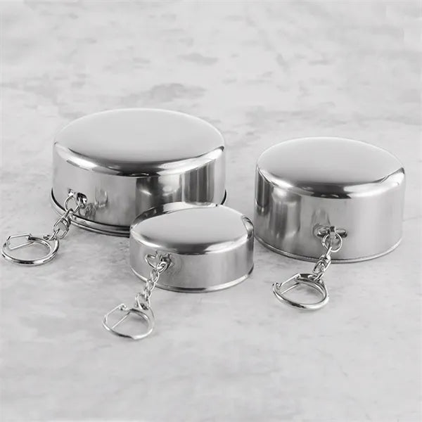 8 oz Stainless Steel Folding Collapsible Cup With Keychain