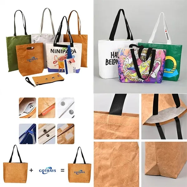 Durable Washable Tyvek Dupont Paper Kraft Tote Bag