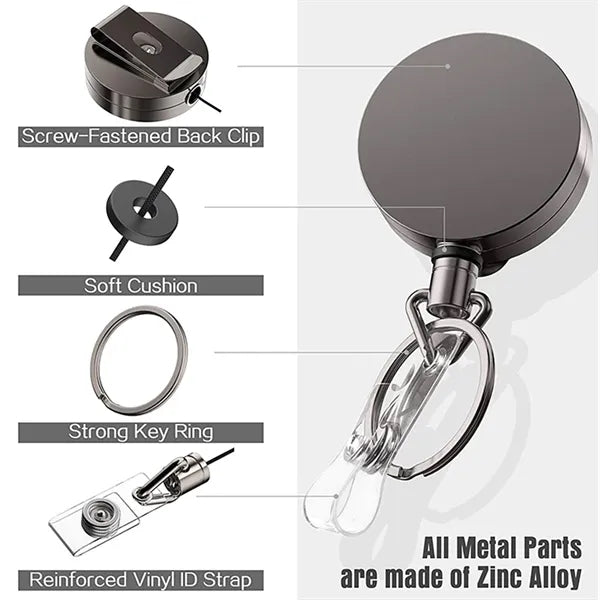 Round Retractable Badge Holders with Belt Clip