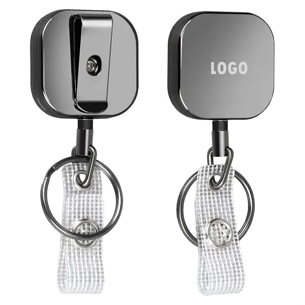 Square Retractable Badge Holders with Belt Clip