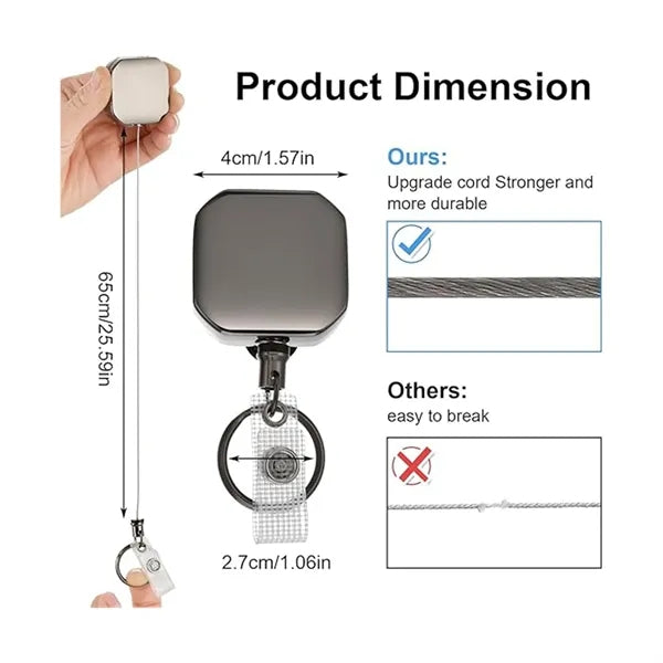 Square Retractable Badge Holders with Belt Clip