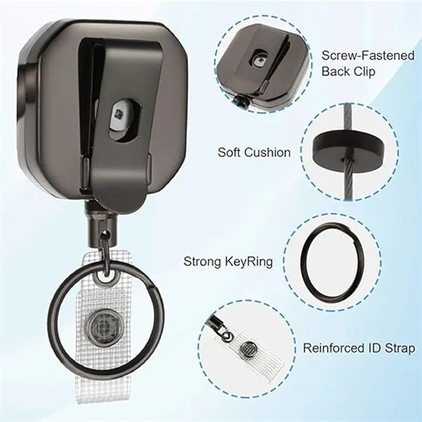 Square Retractable Badge Holders with Belt Clip
