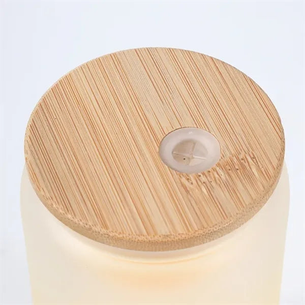 16 oz 25 oz Frosted Gradient Glass Cup with Bamboo Lid