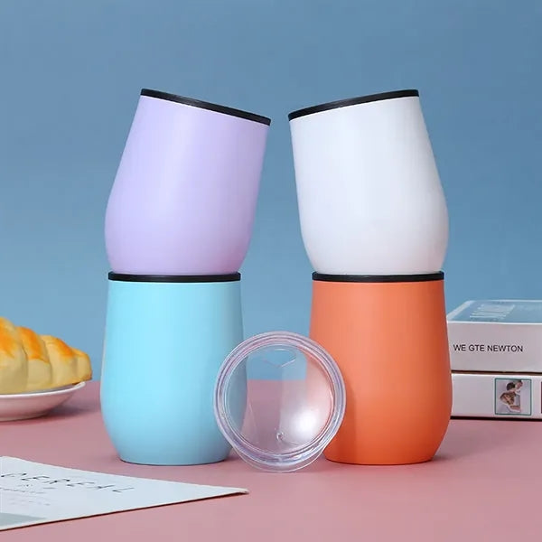 Stainless Steel Stemless Wine Glass Tumbler With Lid