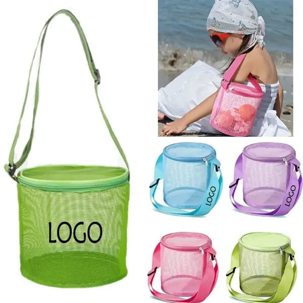 Kids Cylindrical Mesh Shell Bag W/Adjustable Carrying Strap