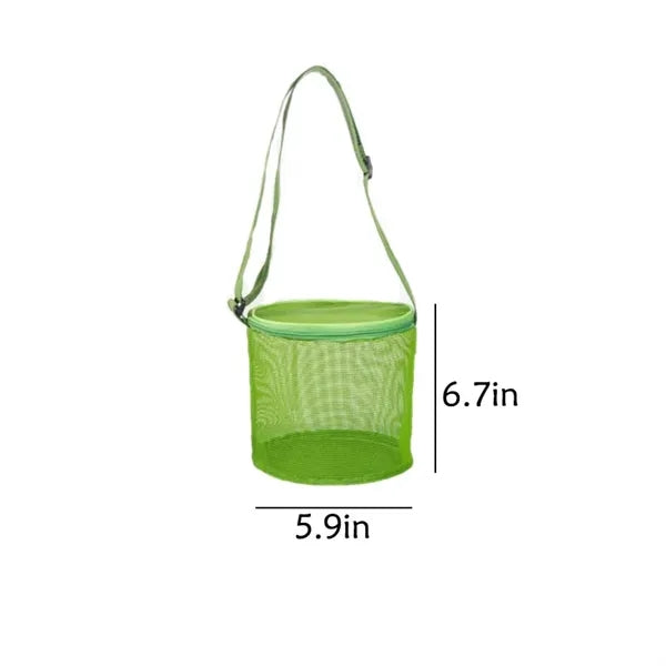 Kids Cylindrical Mesh Shell Bag W/Adjustable Carrying Strap