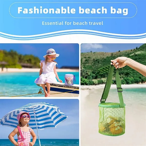 Kids Cylindrical Mesh Shell Bag W/Adjustable Carrying Strap