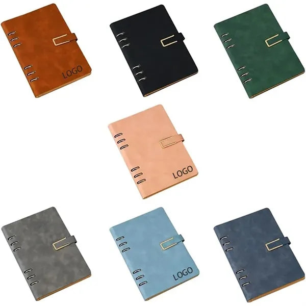 A5 PU Leather Refillable 6 Ring Binder Journal Notebook