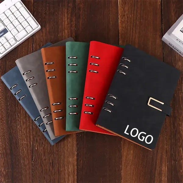 A5 PU Leather Refillable 6 Ring Binder Journal Notebook