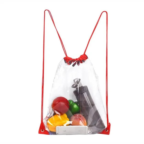 17" x 13.5" Clear PVC Stadium Drawstring Backpack Cinch Bag
