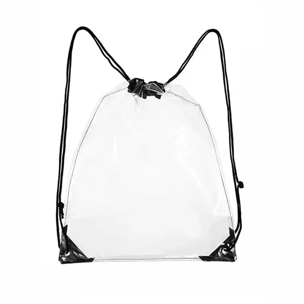 17" x 13.5" Clear PVC Stadium Drawstring Backpack Cinch Bag