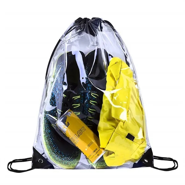 17" x 13.5" Clear PVC Stadium Drawstring Backpack Cinch Bag
