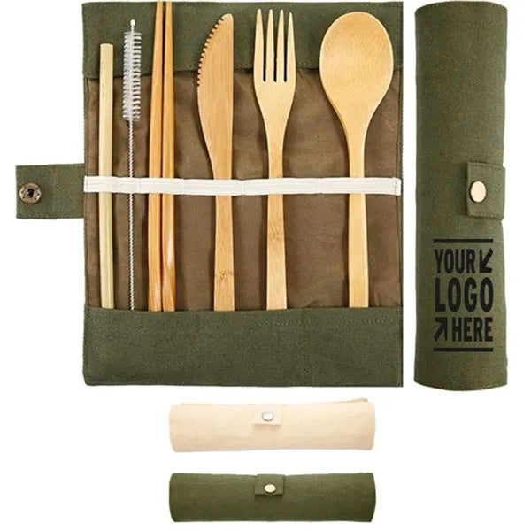Bamboo Flatware Set with Pouch