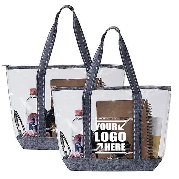 Waterproof PVC Clear Beach Travel Zipper Tote Bag