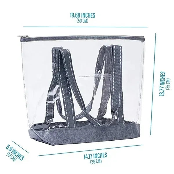 Waterproof PVC Clear Beach Travel Zipper Tote Bag