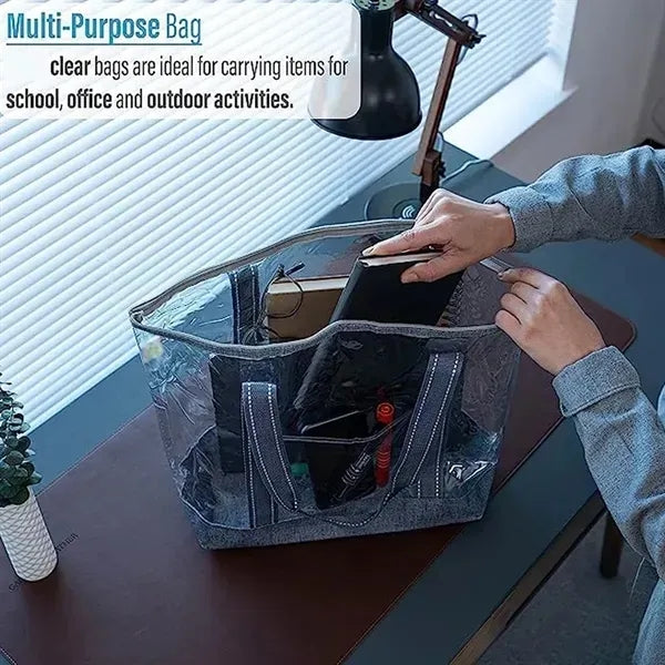Waterproof PVC Clear Beach Travel Zipper Tote Bag