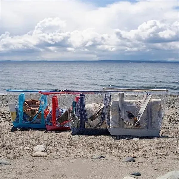 Waterproof PVC Clear Beach Travel Zipper Tote Bag