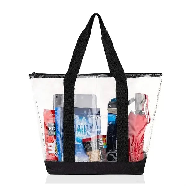 Waterproof PVC Clear Beach Travel Zipper Tote Bag