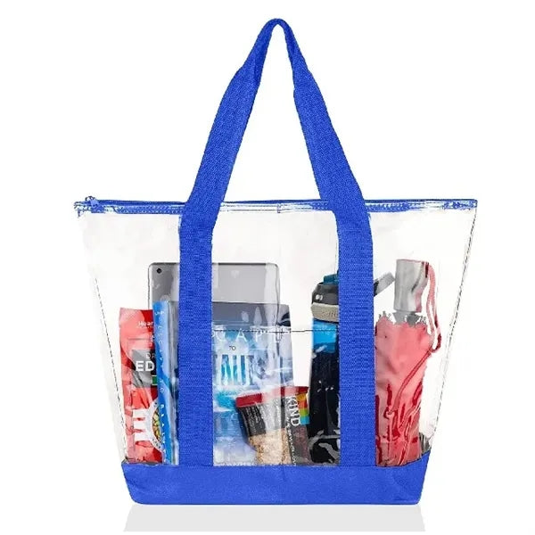 Waterproof PVC Clear Beach Travel Zipper Tote Bag