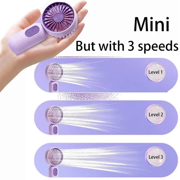 Lightweight Cute Fan with 3 Speeds and USB Rechargeable