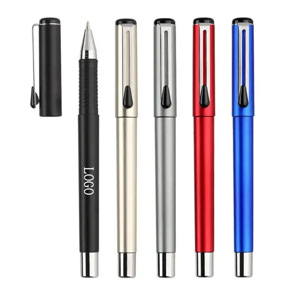 Plastic Matte Finish Gel Pen W/Removable Cap & Pocket Clip