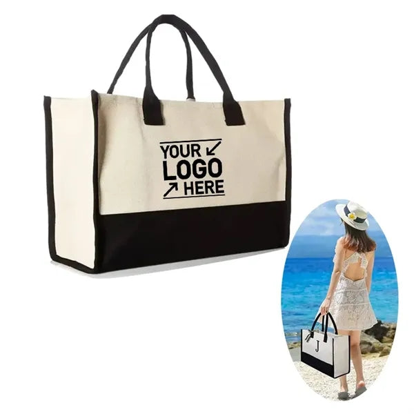 Beach Cotton Canvas Shopping Tote Bag For Women