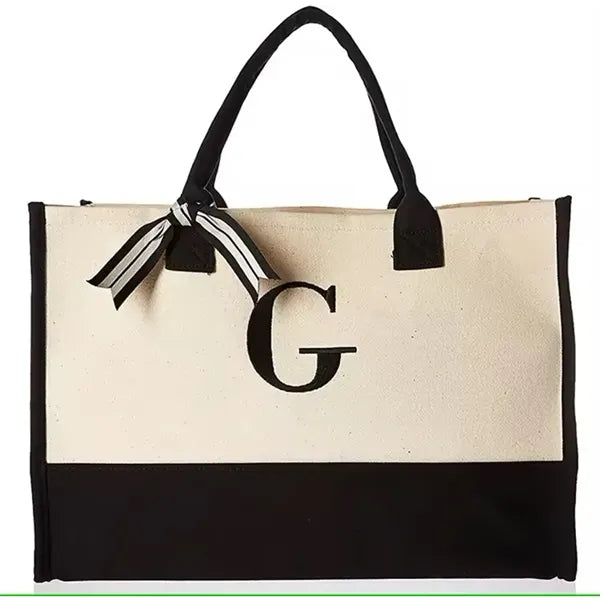 Beach Cotton Canvas Shopping Tote Bag For Women