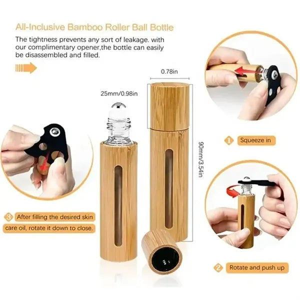 Bamboo Empty Essential Oil Roller Bottle