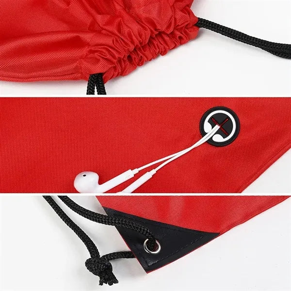 Drawstring Backpack With Front Zipper 13 " L x 18" H