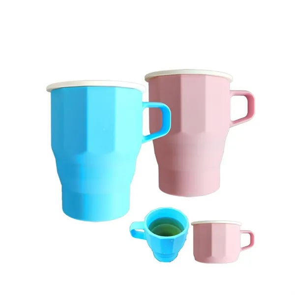 11 oz Silicone Collapsible Coffe Cup with Lid and Handle
