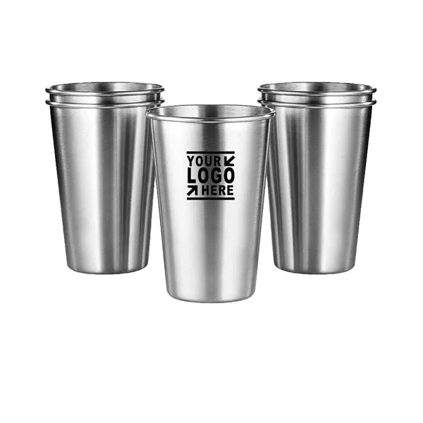 16 oz Single Wall Stemless Silver Stainless Steel Pint Cup