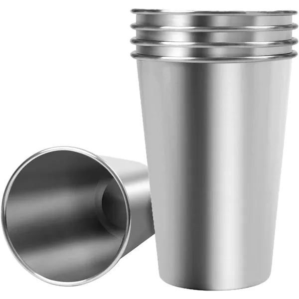 16 oz Single Wall Stemless Silver Stainless Steel Pint Cup