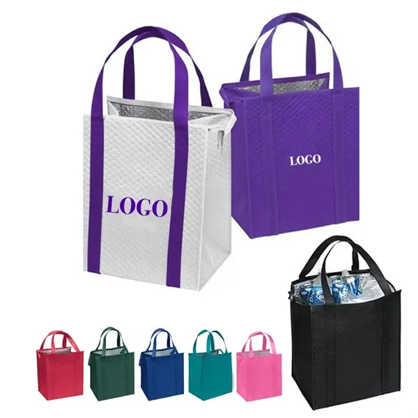 Non-Woven Insulated Grocery Cooler Tote 13" x 10" x 15"