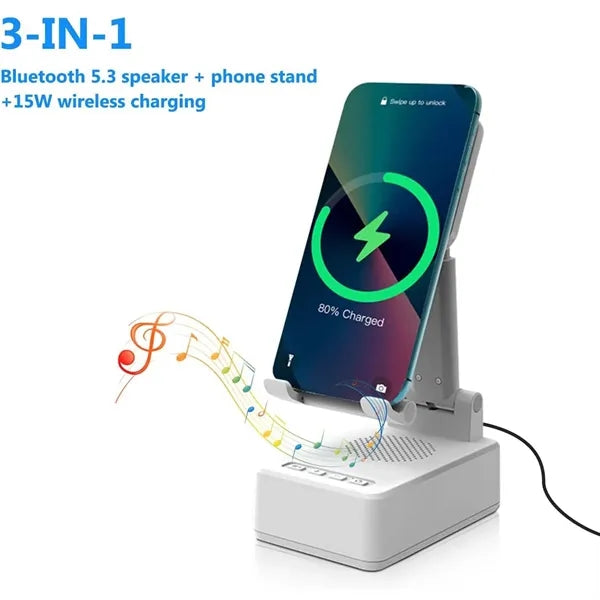 3 In 1 15W Fast Charging Wireless Charger BT Speakers