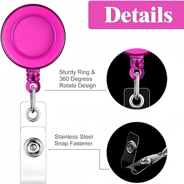 Badge Reel Retractable Holder Metal Belt Clip
