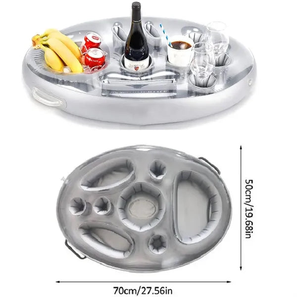 Inflatable Floating Serving Tray and Drink Holder For Pool