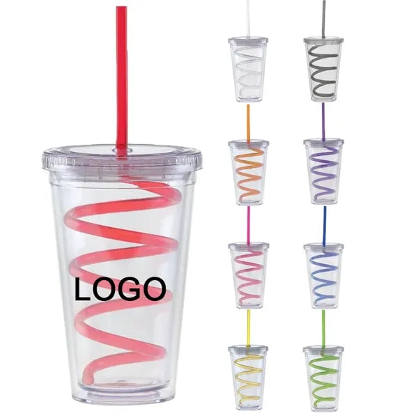 16 oz Curly Straw Carnival Cup Tumbler