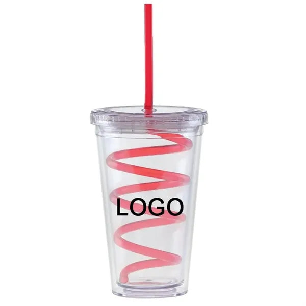 16 oz Curly Straw Carnival Cup Tumbler