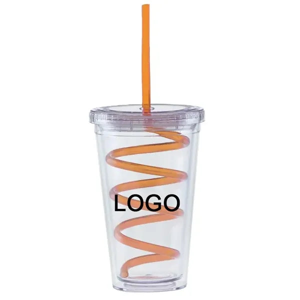 16 oz Curly Straw Carnival Cup Tumbler