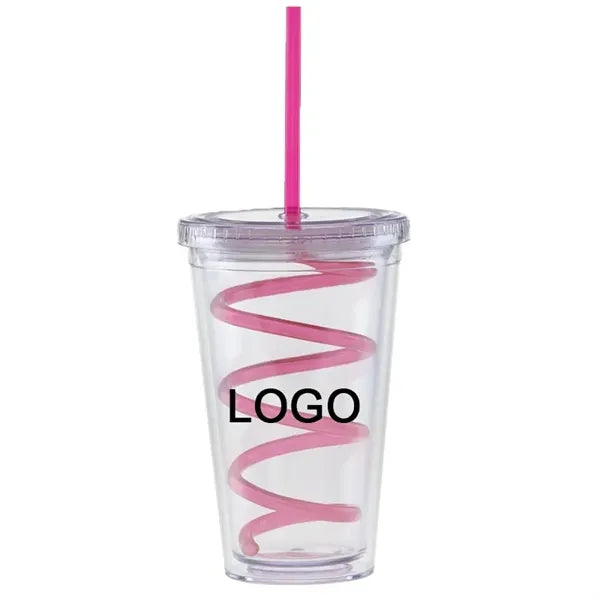 16 oz Curly Straw Carnival Cup Tumbler