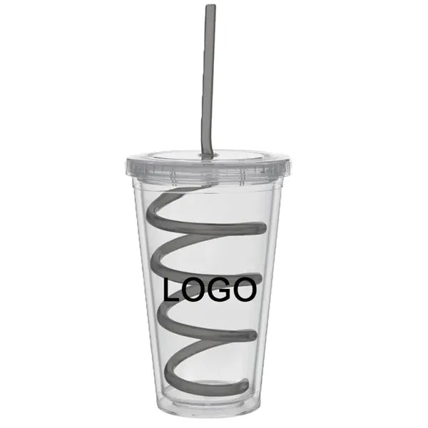 16 oz Curly Straw Carnival Cup Tumbler
